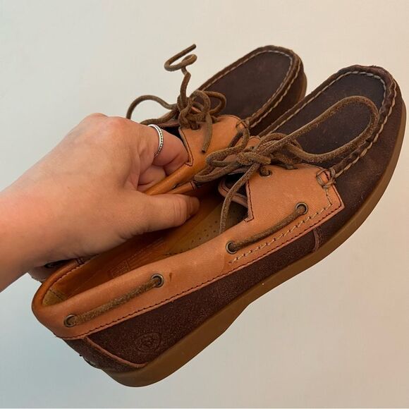 Ariat Burgundy Leather Boat Shoe Loafer - Picture 5 of 10